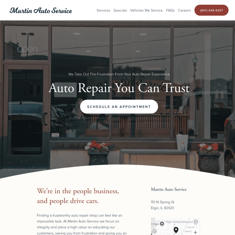 Martin Auto Service website preview